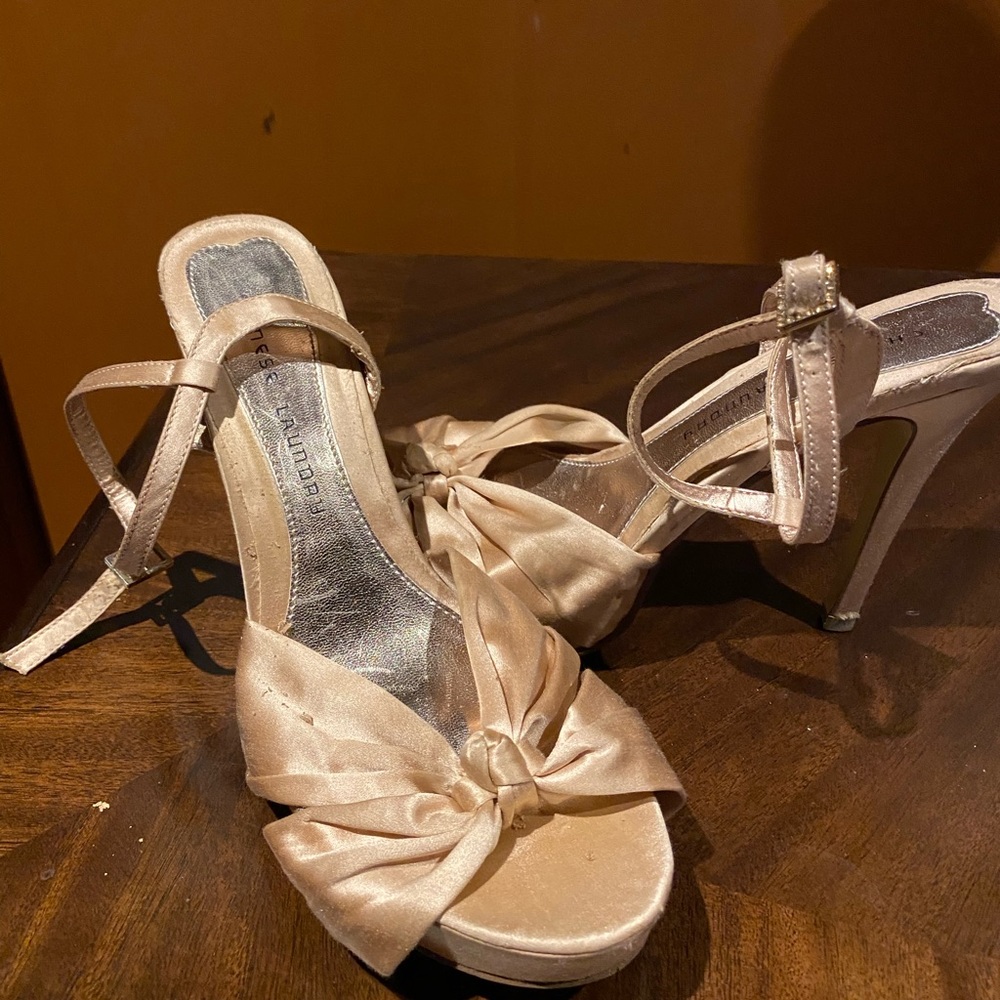 Satin Heels In Pink Cloth